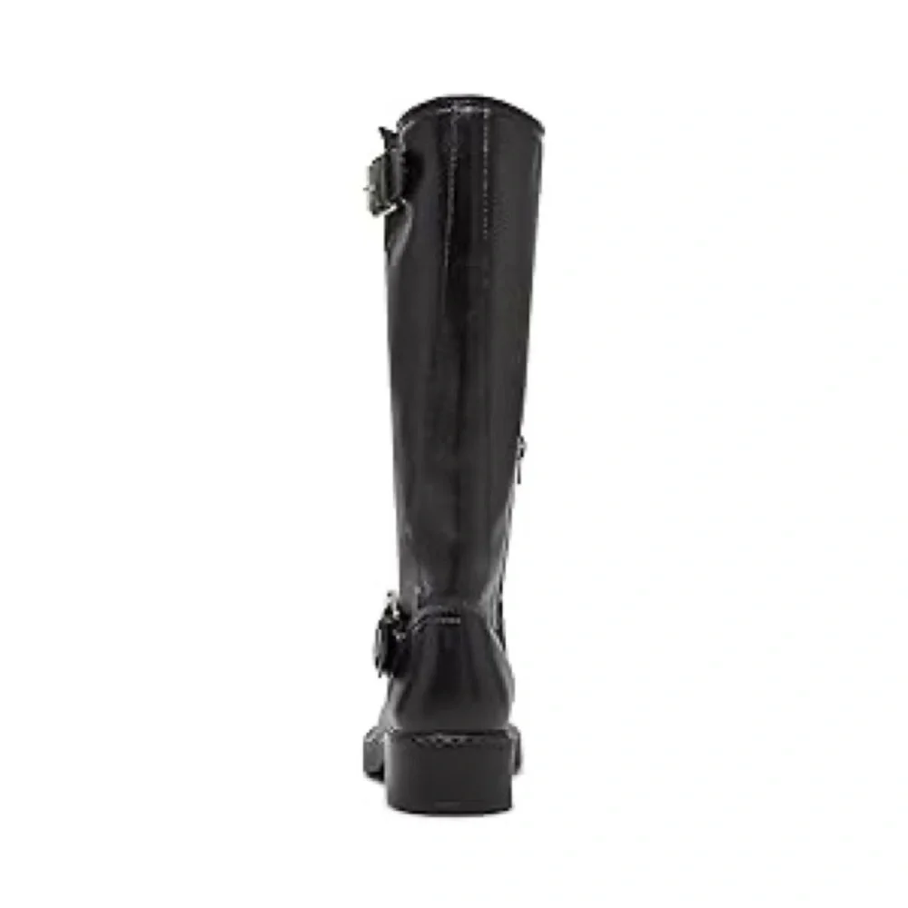 New Steve Madden Erma Black Leather Tall Boots Size 7 M - Picture 4 of 7